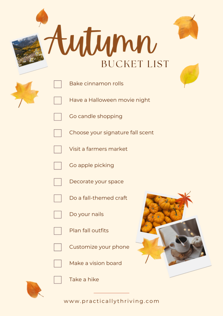 Orange and Beige Rustic Autumn Bucket List Flyer